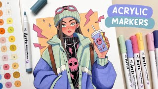 💀 Trying Out New Markers / Arrtx 90 Colors Acrylic Markers Review