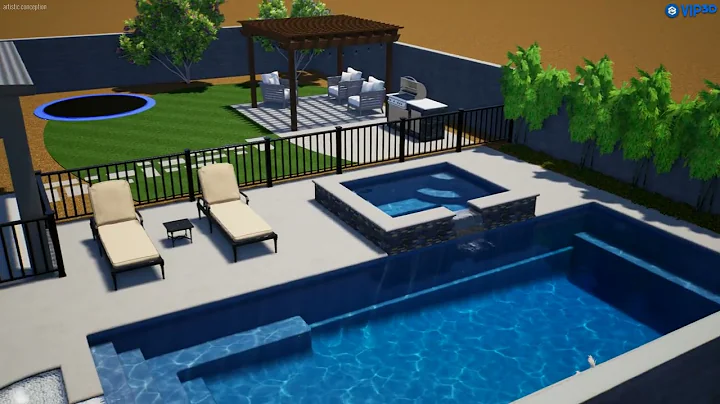 Backyard with a pool on the side