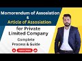 MOA &amp; AOA for Private Limited Company