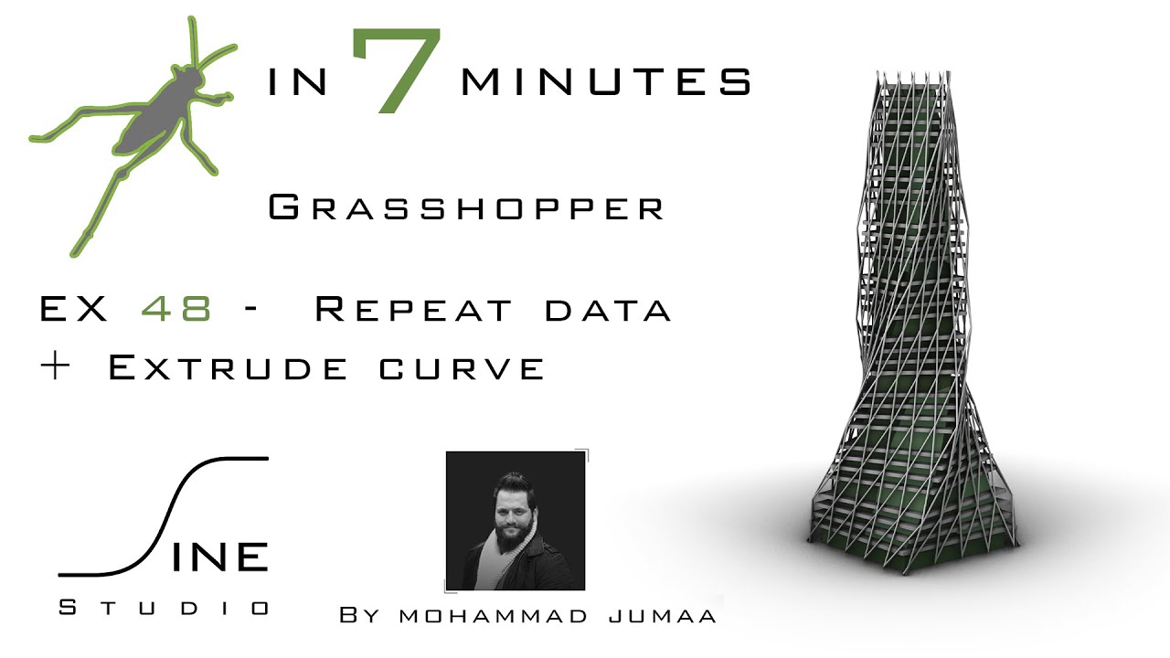 Grasshopper tutorial in 7 minutes - EX 48 - Repeat data + Extrude curve ...
