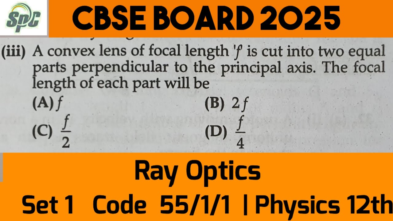 Q30 A convex lens of focal length f is cut into two equal parts ...