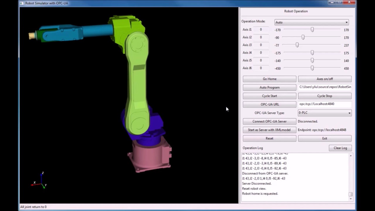 A Robot Simulator Developed with Python-wxPython-VTK and OPC-UA - YouTube