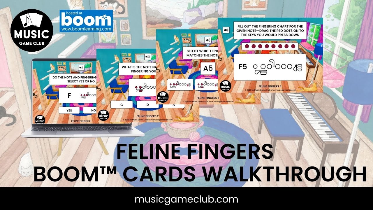 Feline Fingers Boom Card WALKTHROUGH  Digital Music Games!