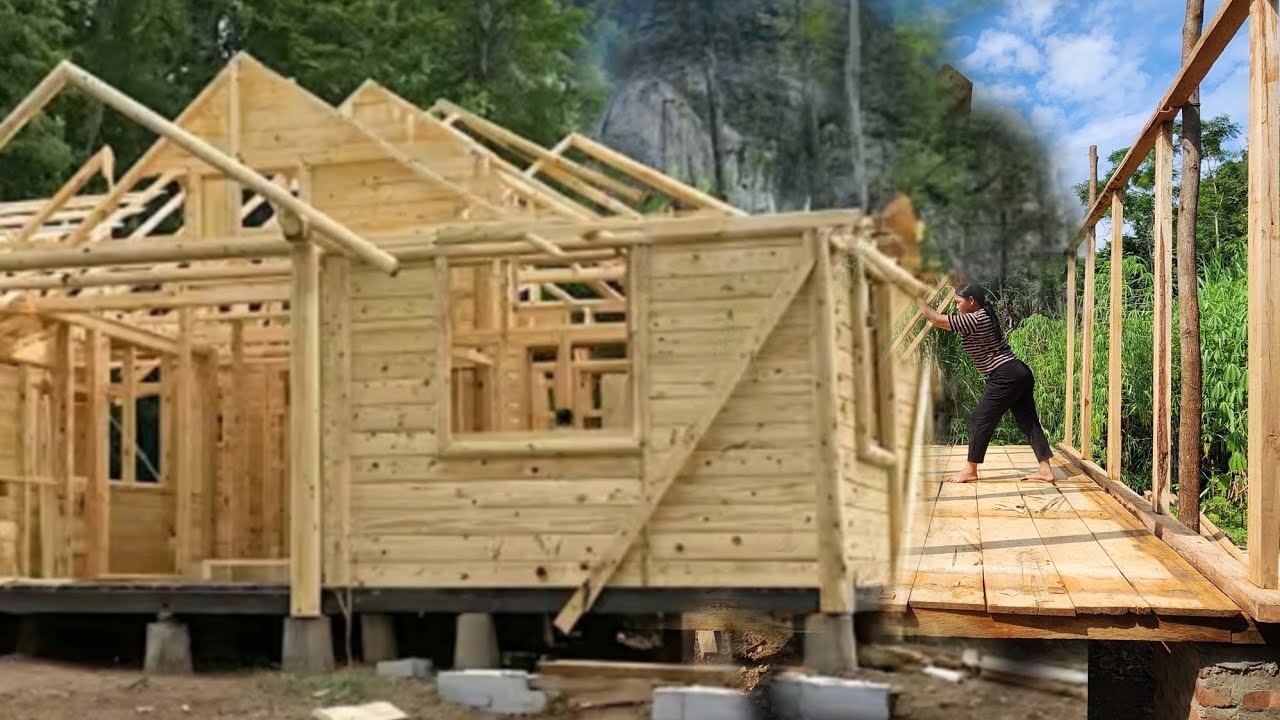 Full video 30 days alone building and completing the wooden house I ...
