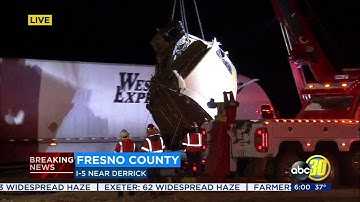 CHP investigating deadly crash on I-5 in Fresno County between 3 big rigs and an RV