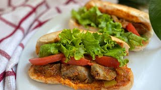 سندوتشات الكبدة بطريقة المقاهي والمطاعم في ليبيا Libyan Liver Sandwich طعم الصلصة الحار ولا أروع