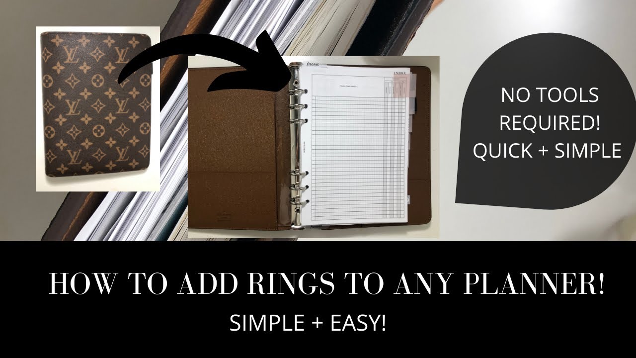 How to Add Rings to Your Planner Cover!  Louis Vuitton Desk Agenda with  Rings 