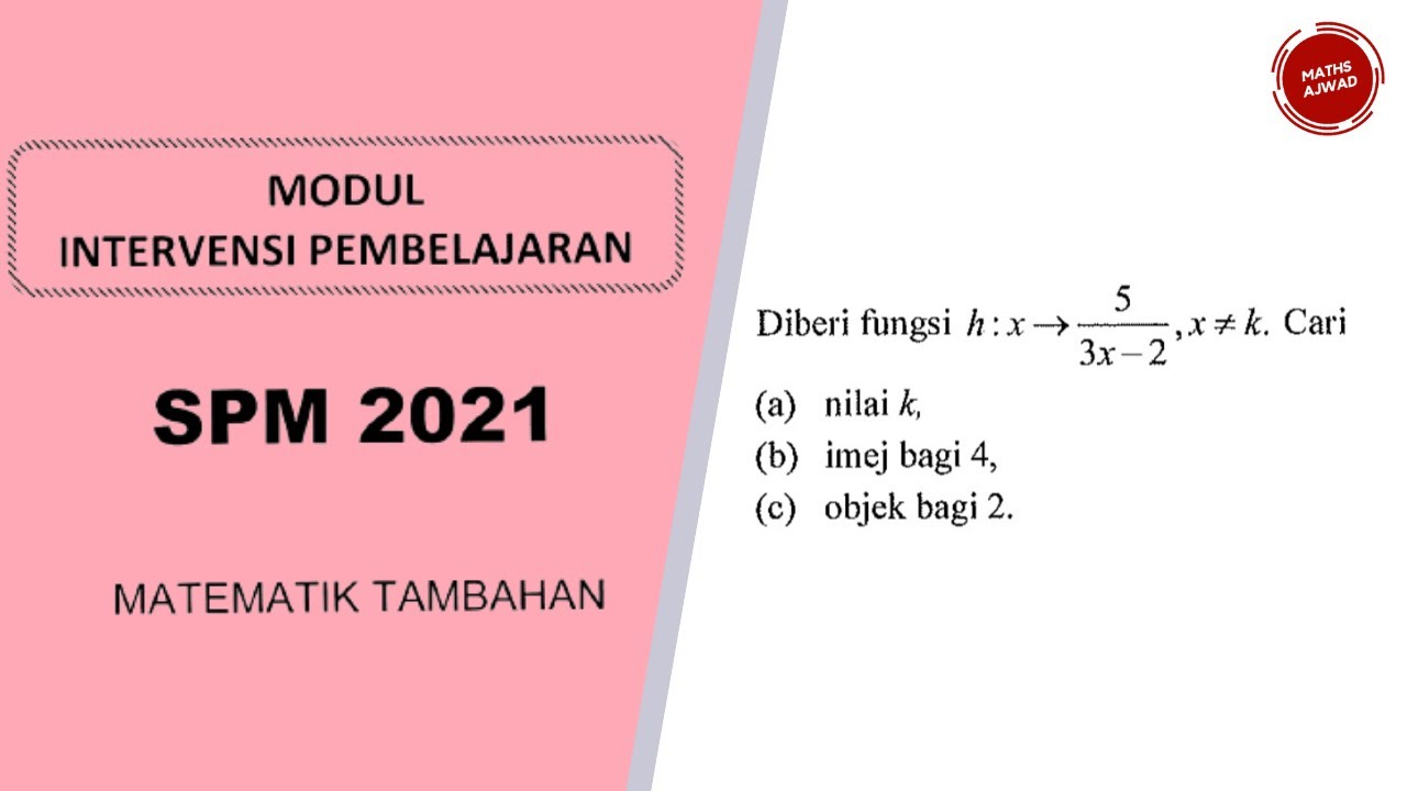 Modul Intervensi Pembelajaran MIP 2021  MATEMATIK TAMBAHAN  FUNGSI
