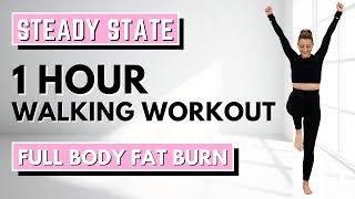 🔥1 Hour STEADY STATE WALKING for WEIGHT LOSS🔥ALL STANDING🔥NO JUMPING🔥KNEE FRIENDLY🔥