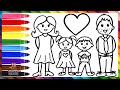 Dibuja y Colorea Una Familia 👩👨👧👦❤️ Padres E Hijos 👨‍👩‍👧‍👧🌈 Dibujos Para Niños