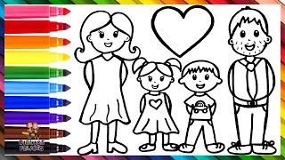 Dibuja y Colorea Una Familia 👩👨👧👦❤️ Padres E Hijos 👨‍👩‍👧‍👧🌈 Dibujos  Para Niños - thptnganamst.edu.vn