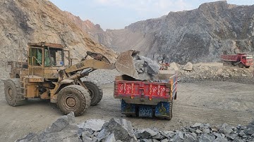 Caterpillar 966D Wheel Loader 🚜 Rock Loading in Mountain Zone | Heavy Equipment Action