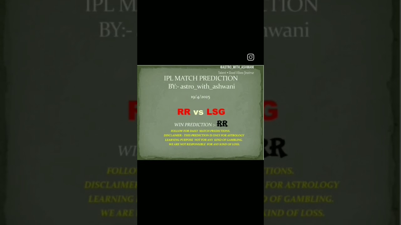 IPL MATCH RR VS LSG PREDICTIONS 