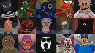 ALL Jumpscares in 50+ Scary Obby Games from Barry Prison, Wilson, Rainbow Friends, Doors, Siren Cop