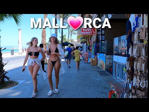 4K🇪🇸Playa de Palma S'Arenal 🏖 Mallorca🏝 July☀️33°C| Beach walk |Spain 2022| Walking tour Ballermann