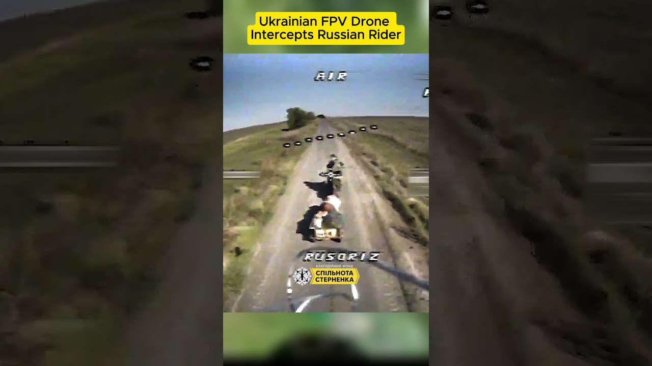 Ukrainian FPV Drone Intercepts Russian Rider