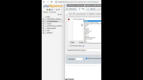 Delete database in MySQL.