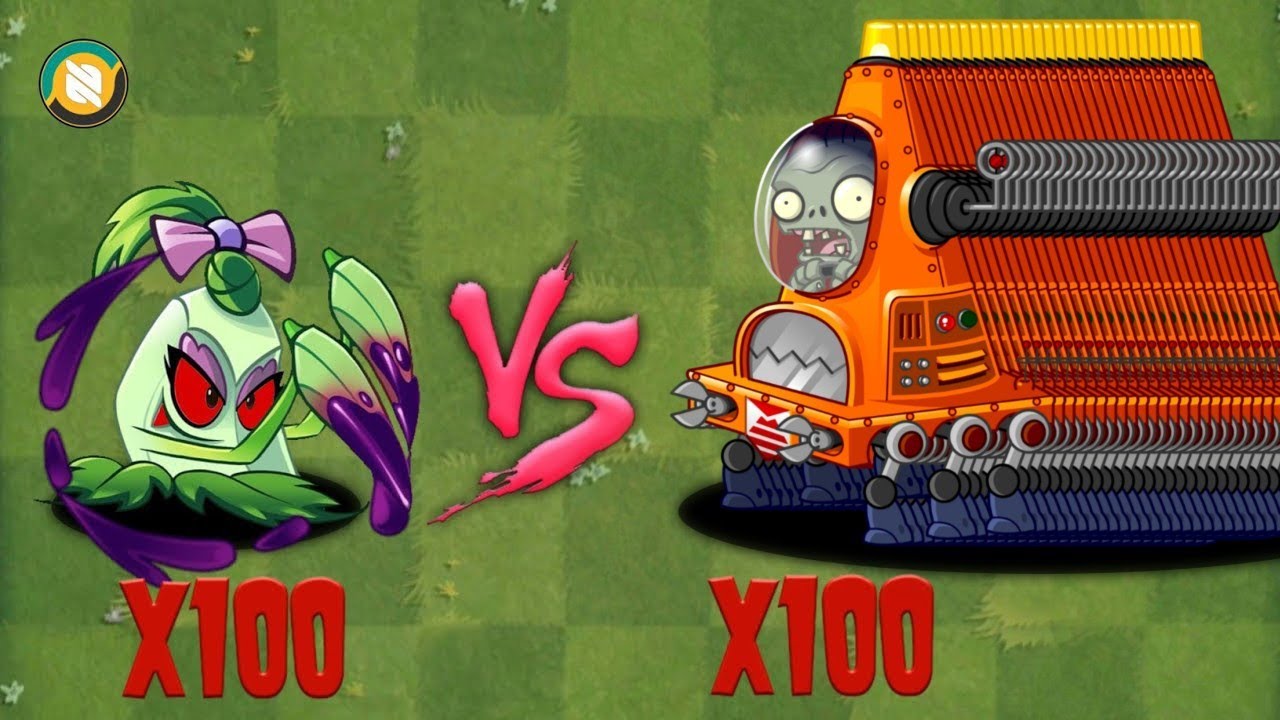 Pvz Challenge!! Every 100 Plant Max Level Vs 100 Robo Cone Zombie !! Plants Vs Zombies 2