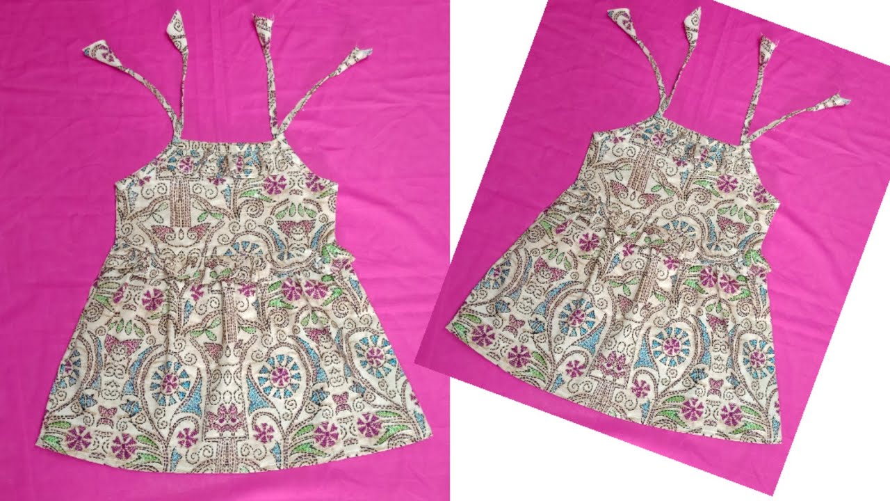 6 Months - 1 Year's Old Simple Design Baby Frock Cutting and Stitching ...