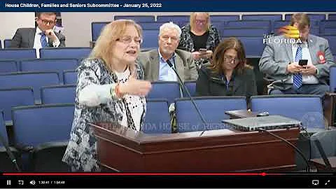 Ms. Barbara Stone gives the FL House of Reps an in...