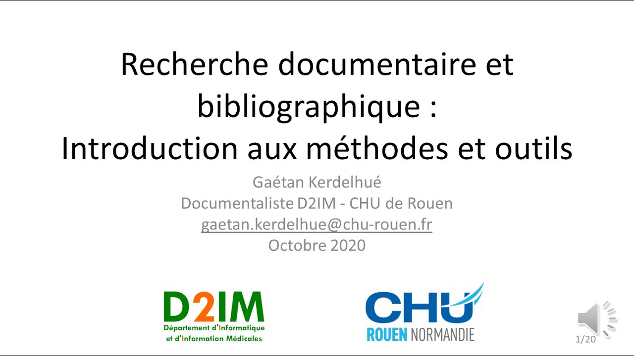 Recherche documentaire et bibliographique : introduction aux méthodes et outils