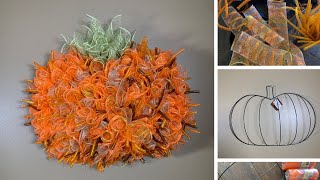 How To Make A Deco Mesh Wreath | Halloween DIY | Dollar Tree DIY | Pumpkin Mesh Wreath