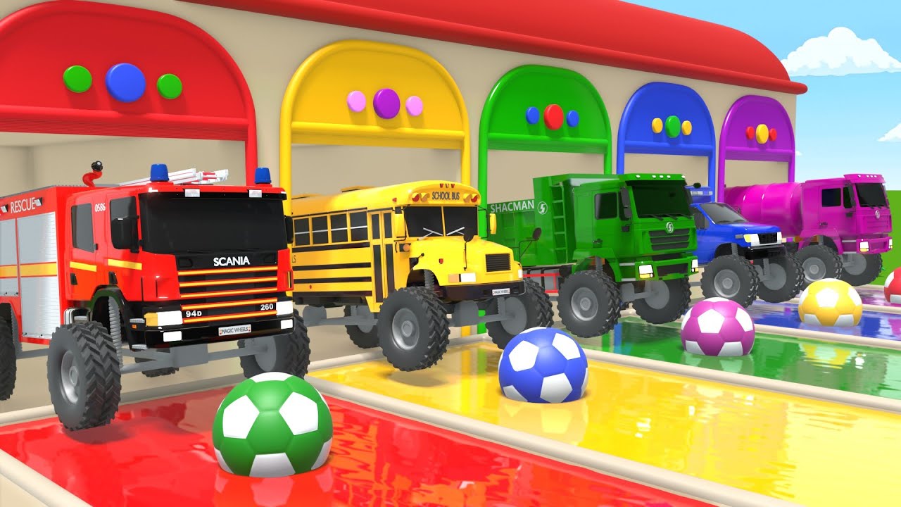 قرش صغير، عجلات الحافلة – تعلّم الألوان باستخدام كرة قدم، أناشيد الأطفال وأغاني الأطفال