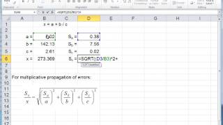 Multiplicative propagation of errors in Excel screenshot 4