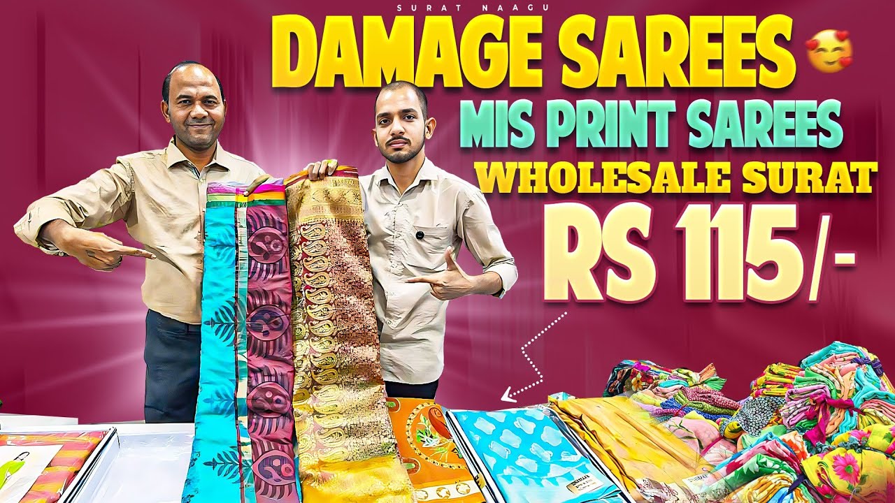 Damage,mis print and weaving mistake wholesale sarees in Surat Naagu Telugu||chickpet |Madina Market