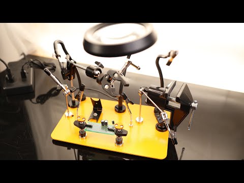 Helping Hands Soldering Station – 8X Magnifying Glass + 4 Flexible Arms, Perfect For Electronics Repair, Jewelry & Models