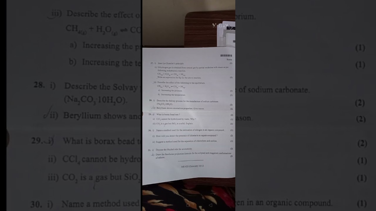 plus one chemistry question paper with answer key