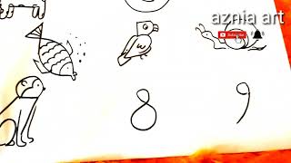 HOW TO DRAW ANIMALS FROM NUMBERS / cara menggambar hewan dari angka