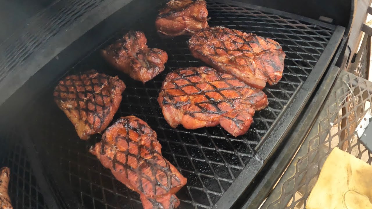 Amazing pork steaks on the offset smoker. YouTube