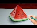 3d watermelon drawing using soft pastel | easy 3d drawing #3dart #3d #3drawing #3dwork
