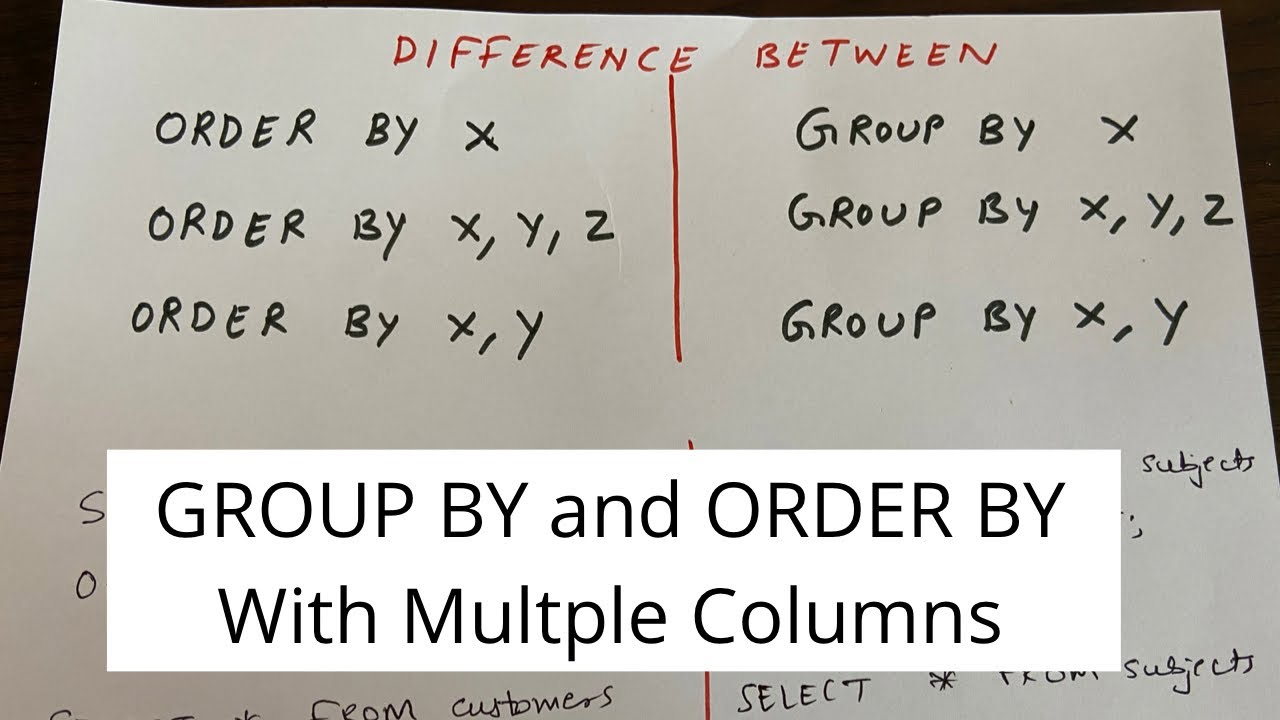 ORDER BY and GROUP BY with Multiple Columns  Important SQL Concept
