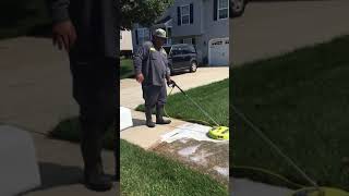 Pressure Washing Sidewalk Using Ryobi 15 Surface Cleaner
