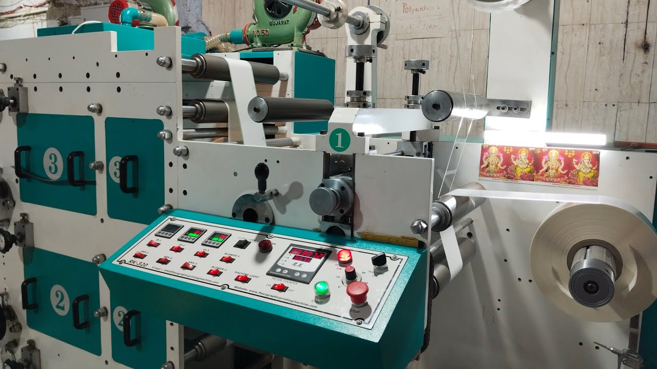 THREE COLOR R.K. FLEXO LABEL PRINTING MACHINE 320MM - YouTube