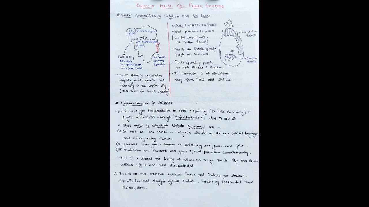 Class 10 Civics Ch-1 Power Sharing full Handwritten notes ❤ se