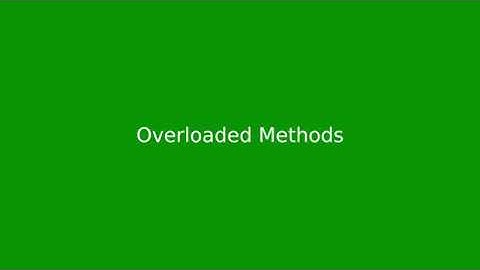Chapter 6: Overloaded Methods