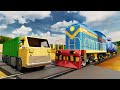 Train Truck Collision will happen - Truck race cartoon - choo choo train kids videos