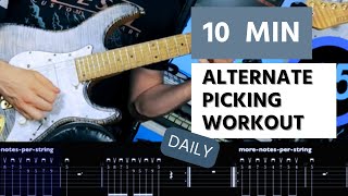 10 MIN ALTERNATE PICKING WORKOUT // building up speed and precision on guitar - Rafael Trujillo