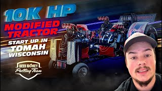 Ten thousand horsepower modified tractor start up in Tomah Wisconsin at tractor