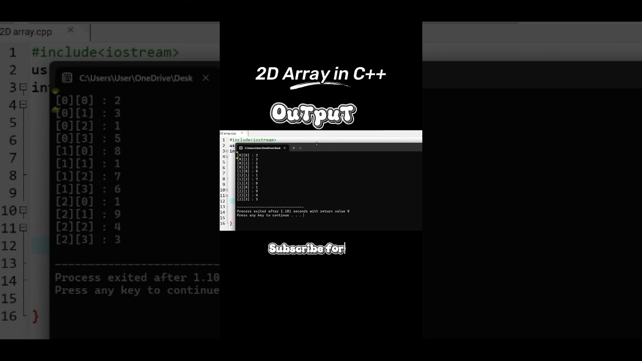 2D Array in C++ | DSA | Programming fundamentals | coding | software engineering | #shorts #coding