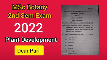 2022 MDU MSc botany sem 2  question paper | Plant development  @Dear_Pari