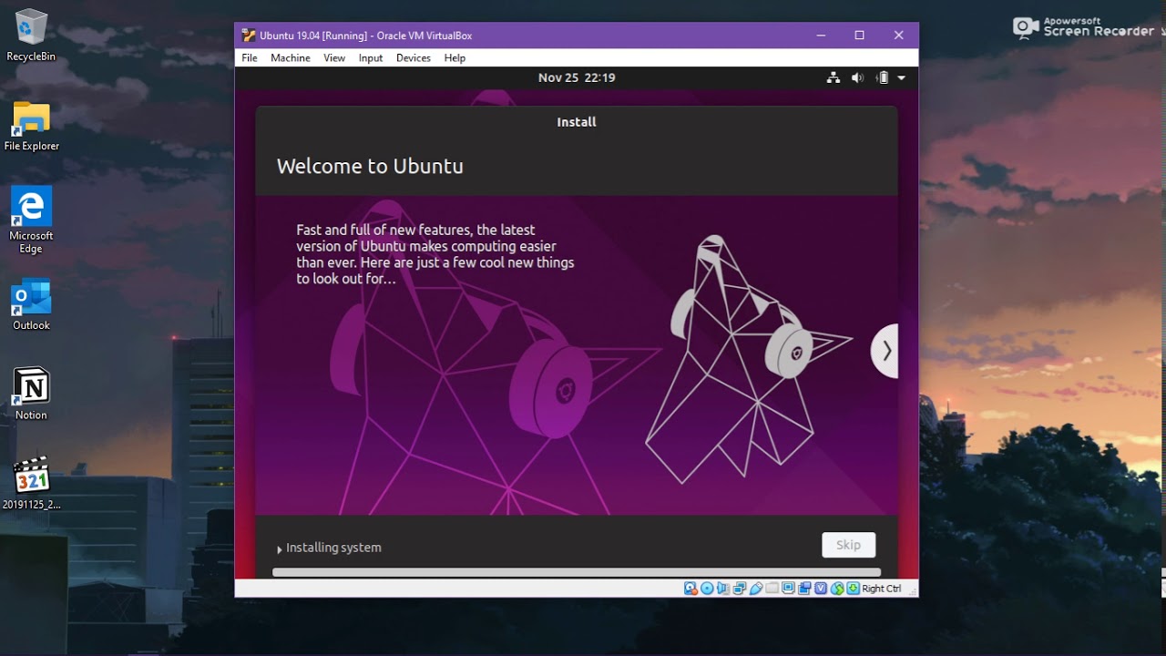 ubuntu download on virtualbox