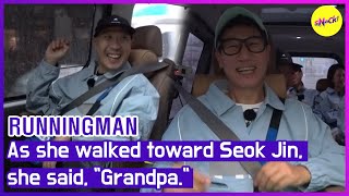 [HOT CLIPS][RUNNINGMAN]As she walked toward Seok Jin, she said'Grandpa.'(ENGSUB)