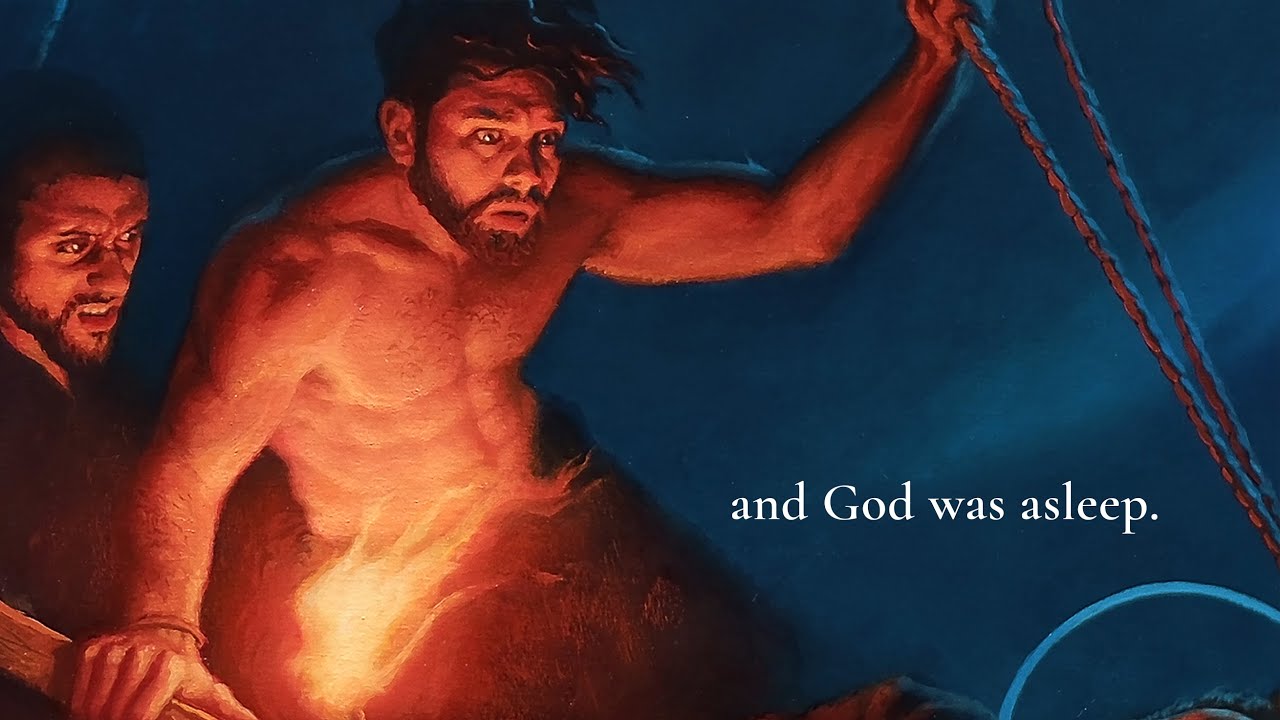 And God was Asleep... | Painting of Jesus & Disciples in the Storm