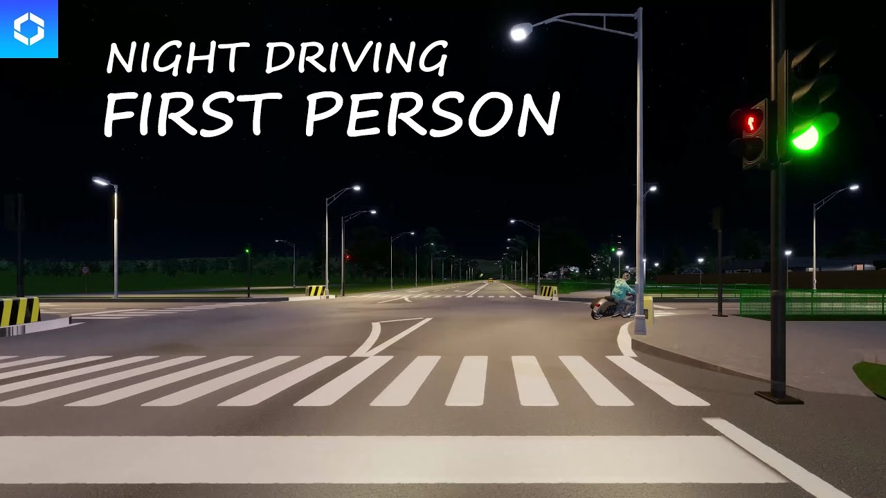 Cities Skylines 2 - FIRST Person Drive - Night driving
