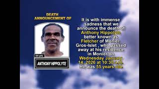 Anthony Hippolyte ~ Short Obituary