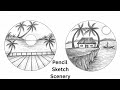 Easy Circle Scenery Drawing/Pencil Drawing Tutorial/Easy Drawing/Landscape Art/How to Draw/Nature